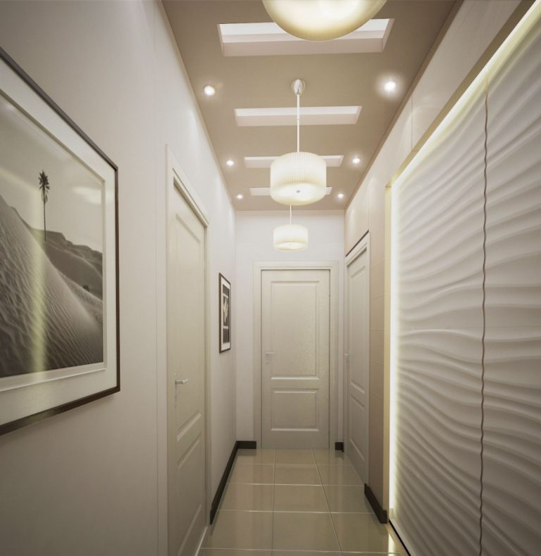 Расположение точечных светильников в коридоре